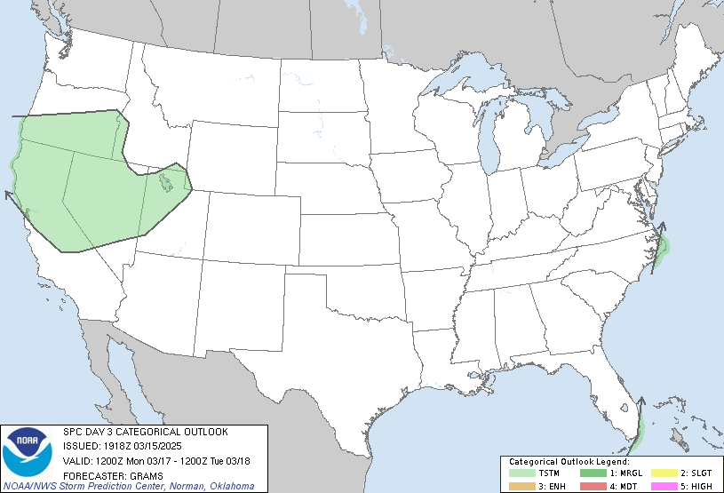 Original SPC Day 3 national outlook valid 2025-03-17, including the official legend and printed issuance.