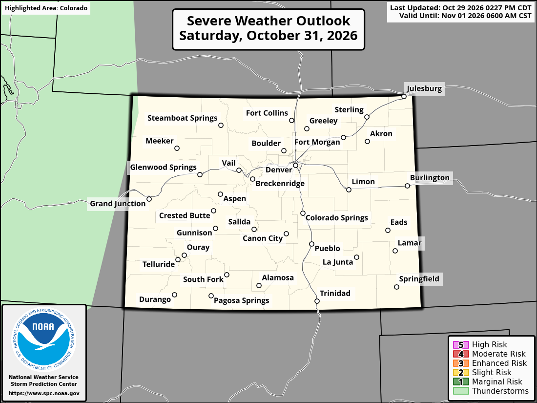 Original SPC partner Day 3 outlook map for Colorado, including its printed dates and legend. State context for Pueblo.