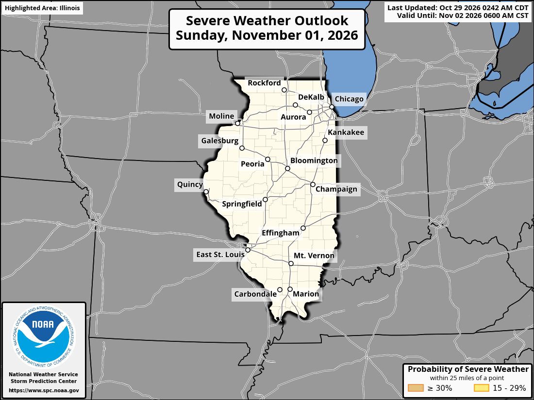 Original SPC partner Day 4 outlook map for Illinois, including its printed dates and legend. State context for Rockford.