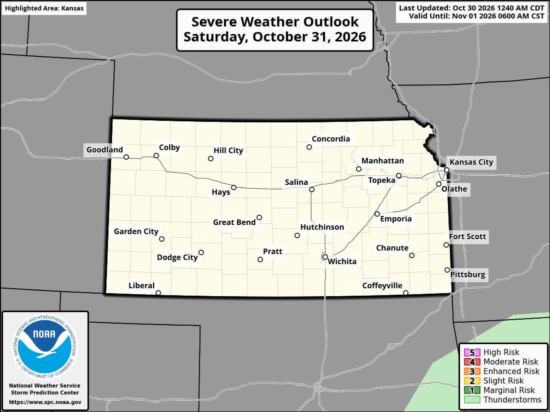 Original SPC partner Day 2 outlook map for Kansas, including its printed dates and legend.