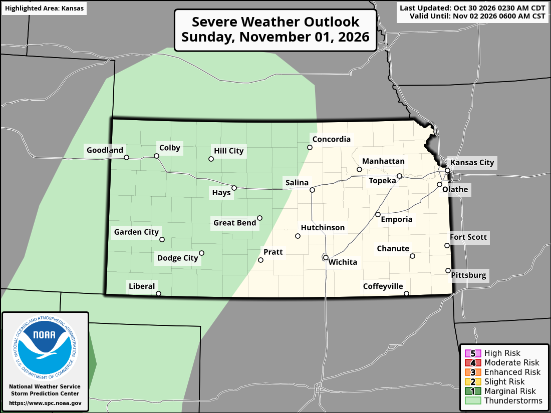 Original SPC partner Day 3 outlook map for Kansas, including its printed dates and legend.