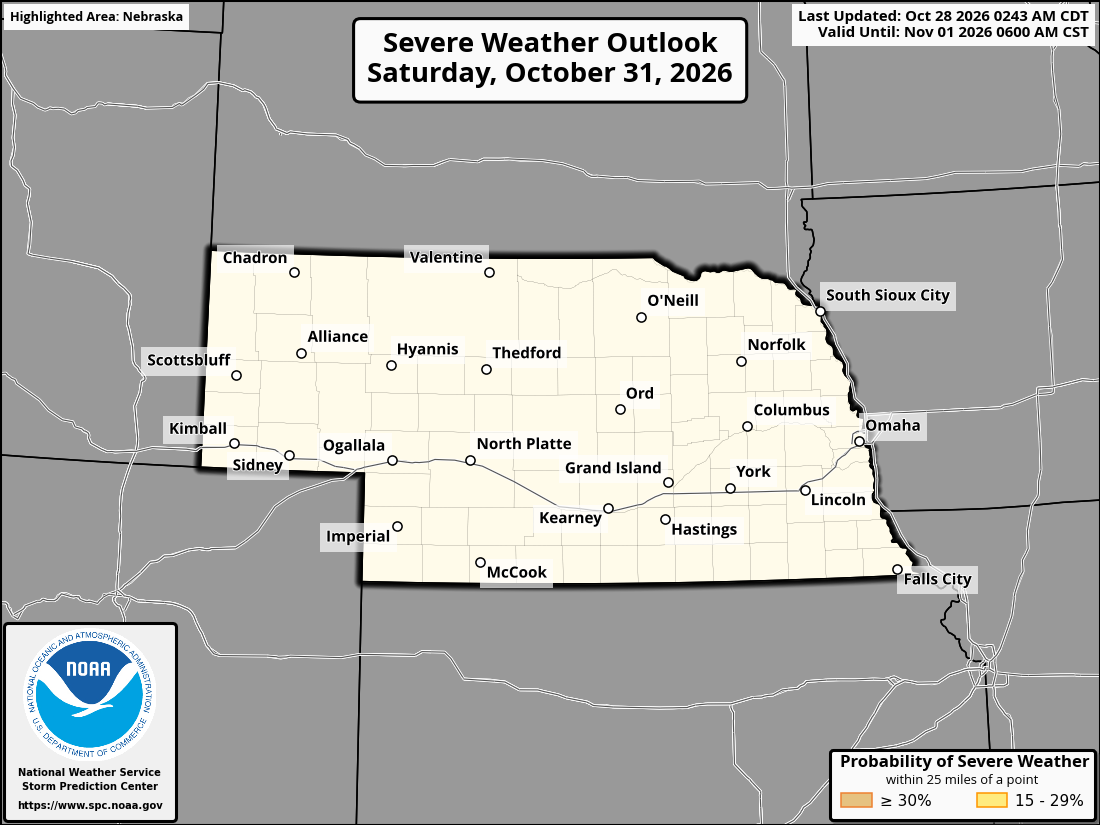Original SPC partner Day 4 outlook map for Nebraska, including its printed dates and legend.