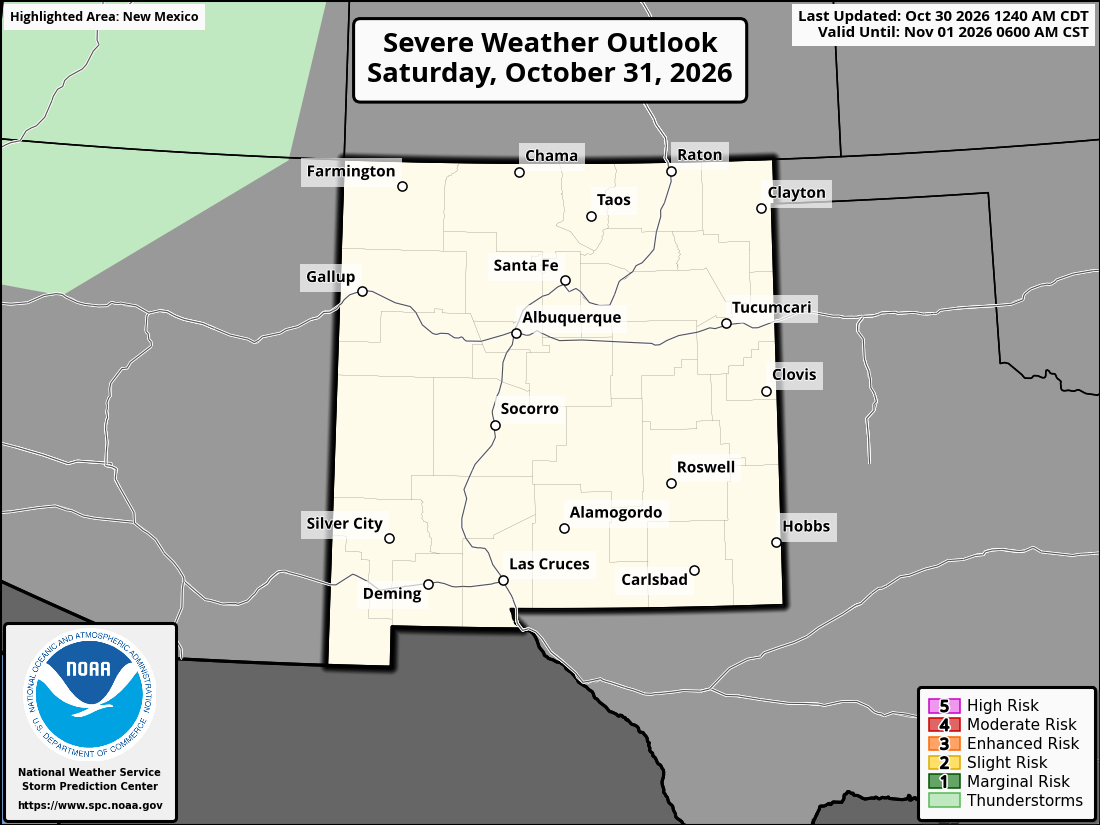 Original SPC partner Day 2 outlook map for New Mexico, including its printed dates and legend.