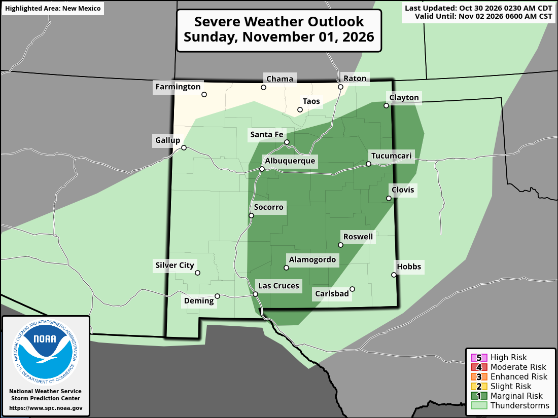 Original SPC partner Day 3 outlook map for New Mexico, including its printed dates and legend.