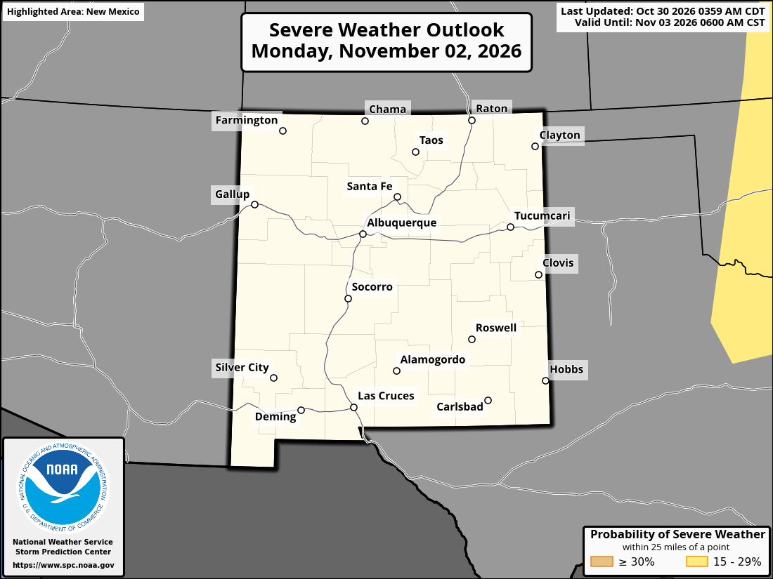 Original SPC partner Day 4 outlook map for New Mexico, including its printed dates and legend.